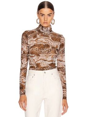 🐅 NWT GANNI Tiger’s Eye Mesh Turtleneck Top XS 36